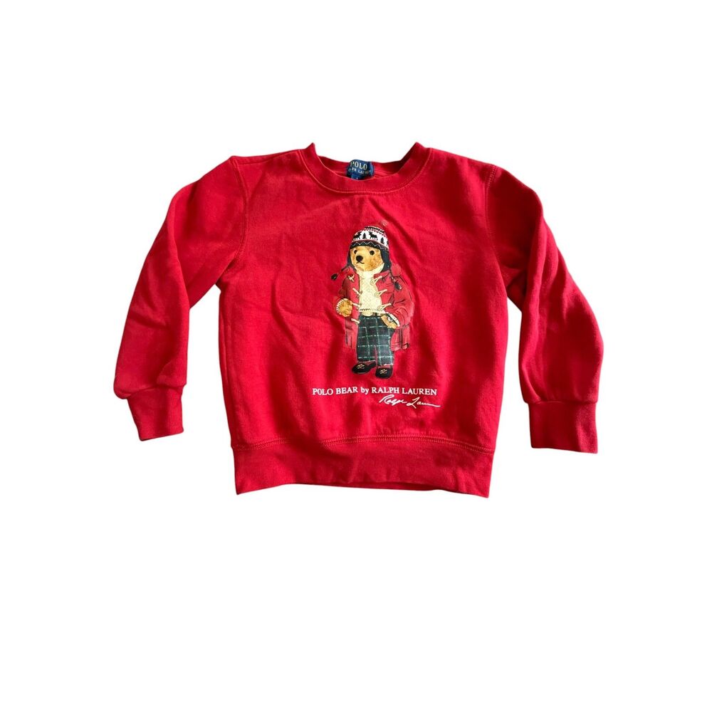 Ralph Lauren Polo Bear Kids Crewneck Pullover Classic Sweatshirt Sweater Size 4